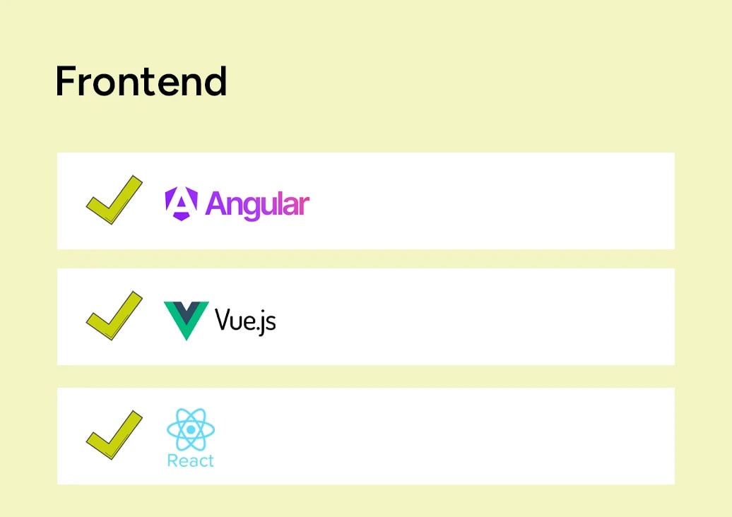 Logo of Angular, vue and react