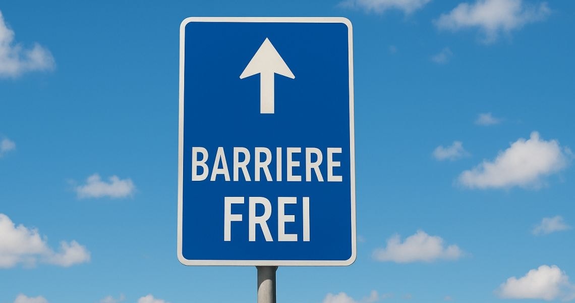 Schild mit dem Schriftzug "Barrierefrei"